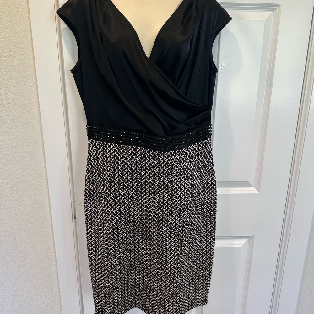 St. John Luxurious Black Satin Dress
